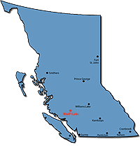 Red dot on a blue BC map.